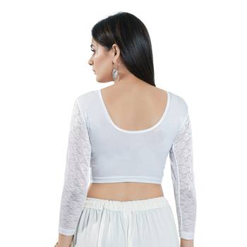 Stretchable Non - Padded Shimmer Round Neck Blouse 2