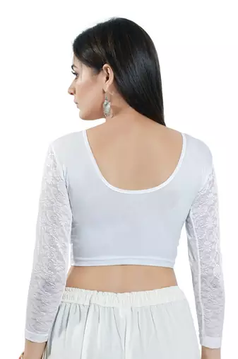 Stretchable Non - Padded Shimmer Round Neck Blouse