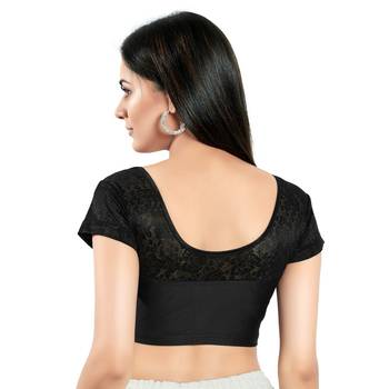 Stretchable Non - Padded Shimmer Round Neck Blouse 2