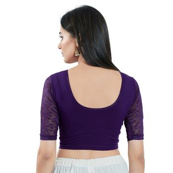 Stretchable Non - Padded Cotton Lycra Round Neck Blouse 2