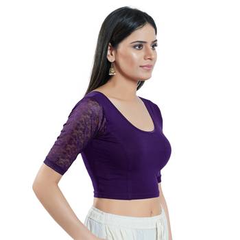 Stretchable Non - Padded Cotton Lycra Round Neck Blouse 4