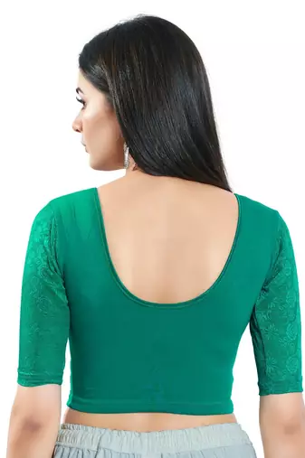 Green Cotton Readymade Women's Blouse for Daily Wear