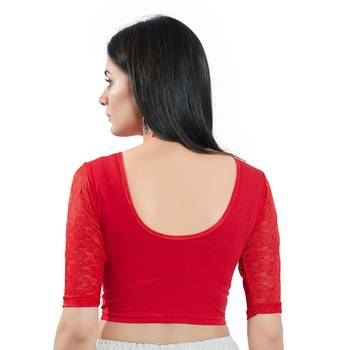 Stretchable Non - Padded Cotton Lycra Round Neck Blouse 2