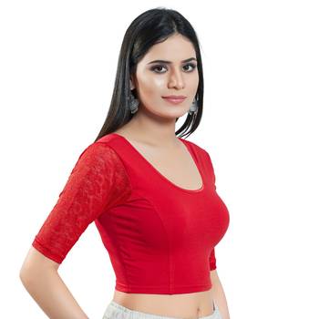 Stretchable Non - Padded Cotton Lycra Round Neck Blouse 4