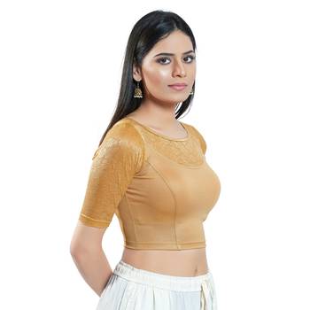 Stretchable Non - Padded Shimmer Boat Neck Blouse 4