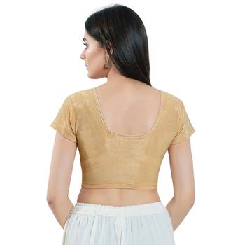 Gold Plain Shimmer Readymade Blouse 2
