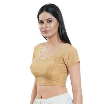 Gold Plain Shimmer Readymade Blouse 3