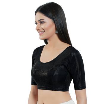 Stretchable Non - Padded Shimmer Round Neck Blouse 3