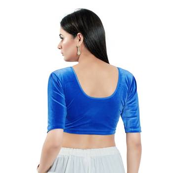 Stretchable Non - Padded Velvet Round Neck Blouse 2