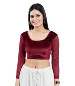 Stretchable Non - Padded Velvet Round Neck Blouse