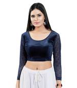 Stretchable Non - Padded Velvet Round Neck Blouse