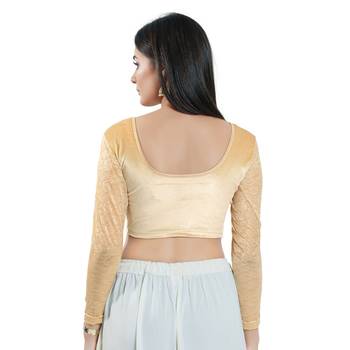 Stretchable Non - Padded Velvet Round Neck Blouse 2