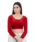 Stretchable Non - Padded Velvet Round Neck Blouse
