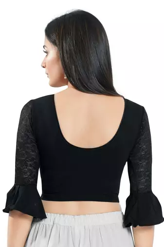 Stretchable Non - Padded Cotton lycra Round Neck Blouse