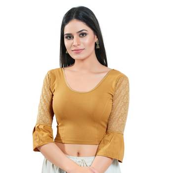 Stretchable Non - Padded Cotton lycra Round Neck Blouse 1