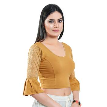 Stretchable Non - Padded Cotton lycra Round Neck Blouse 4
