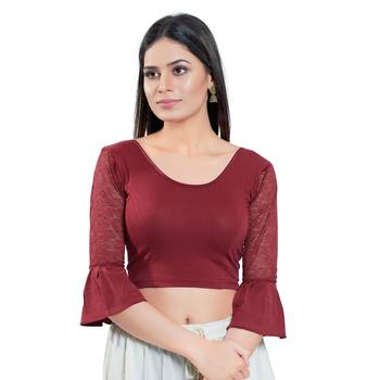 Stretchable Non - Padded Cotton lycra Round Neck Blouse 1