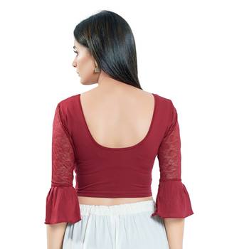 Stretchable Non - Padded Cotton lycra Round Neck Blouse 2