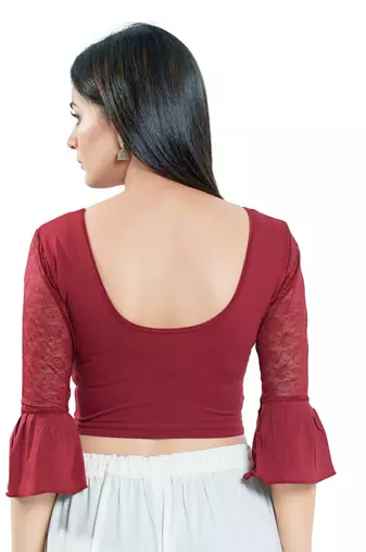 Stretchable Non - Padded Cotton lycra Round Neck Blouse
