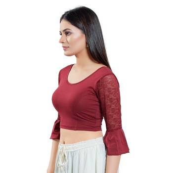 Stretchable Non - Padded Cotton lycra Round Neck Blouse 3
