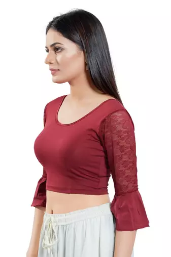 Stretchable Non - Padded Cotton lycra Round Neck Blouse