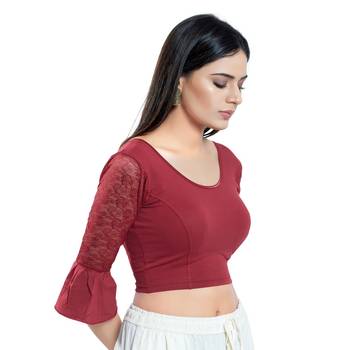 Stretchable Non - Padded Cotton lycra Round Neck Blouse 4