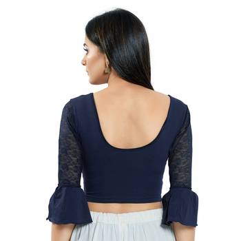 Stretchable Non - Padded Cotton lycra Round Neck Blouse 2