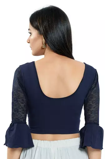 Stretchable Non - Padded Cotton lycra Round Neck Blouse
