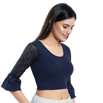 Stretchable Non - Padded Cotton lycra Round Neck Blouse 4