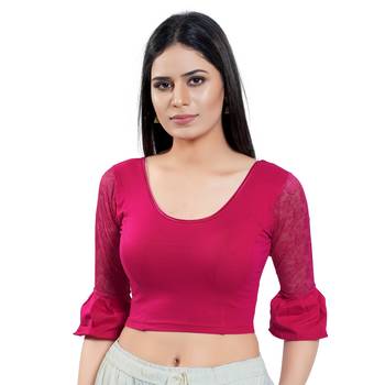 Stretchable Non - Padded Cotton lycra Round Neck Blouse 1