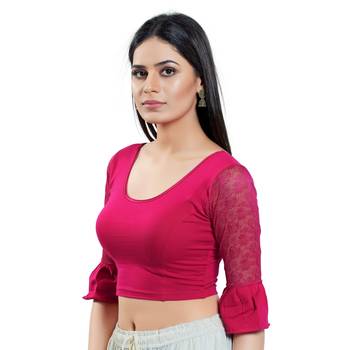 Stretchable Non - Padded Cotton lycra Round Neck Blouse 3