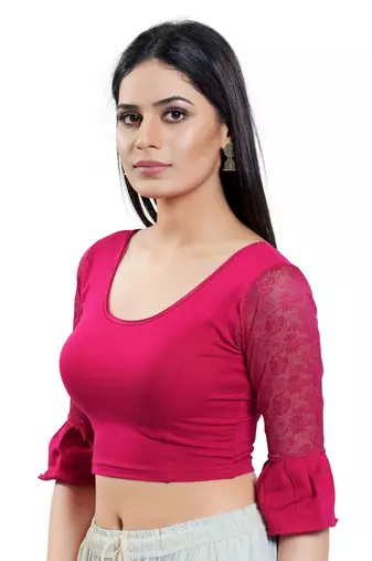 Stretchable Non - Padded Cotton lycra Round Neck Blouse