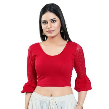 Stretchable Non - Padded Cotton lycra Round Neck Blouse 1