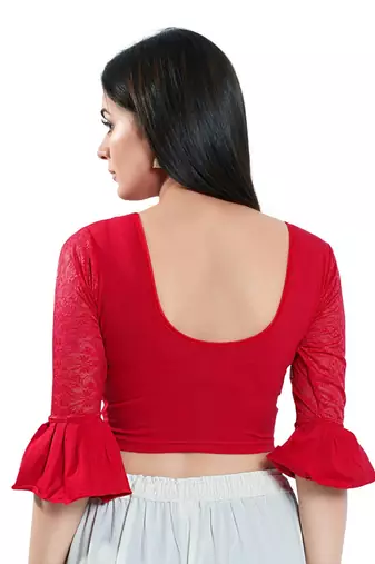 Stretchable Non - Padded Cotton lycra Round Neck Blouse