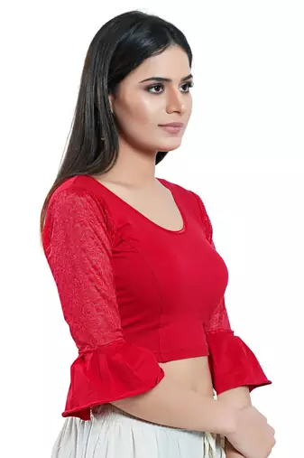 Stretchable Non - Padded Cotton lycra Round Neck Blouse