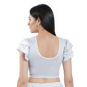 Stretchable Non - Padded Nylon Round Neck Blouse 2