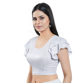 Stretchable Non - Padded Nylon Round Neck Blouse 3