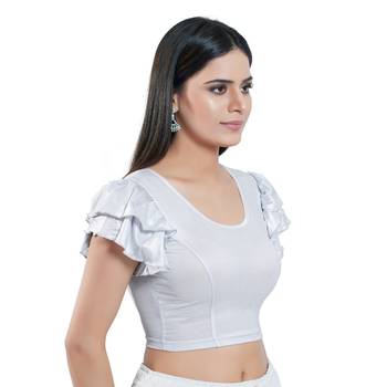 Stretchable Non - Padded Nylon Round Neck Blouse 4