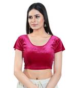 Stretchable Non - Padded Velvet Round Neck Blouse