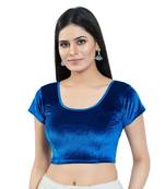 Stretchable Non - Padded Velvet Round Neck Blouse