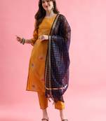  women cotton blend, cotton silk kurta pant set