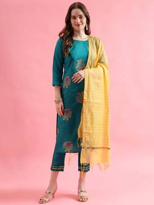  women cotton blend, cotton silk kurta pant set 1