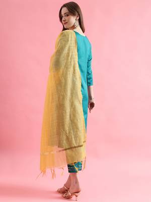  women cotton blend, cotton silk kurta pant set 2