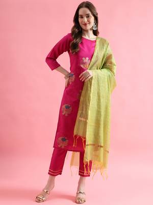  women cotton blend, cotton silk kurta pant set 1