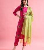  women cotton blend, cotton silk kurta pant set