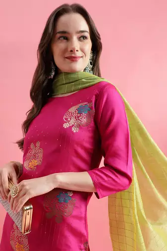  women cotton blend, cotton silk kurta pant set