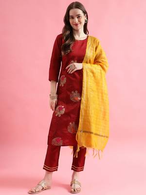  women cotton blend, cotton silk kurta pant set 1
