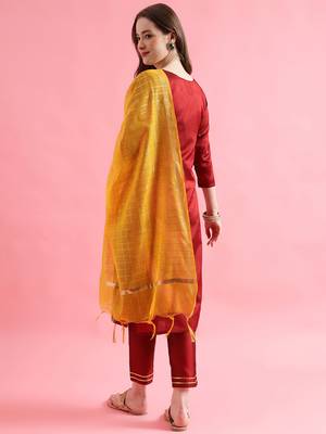  women cotton blend, cotton silk kurta pant set 2