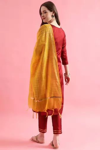  women cotton blend, cotton silk kurta pant set