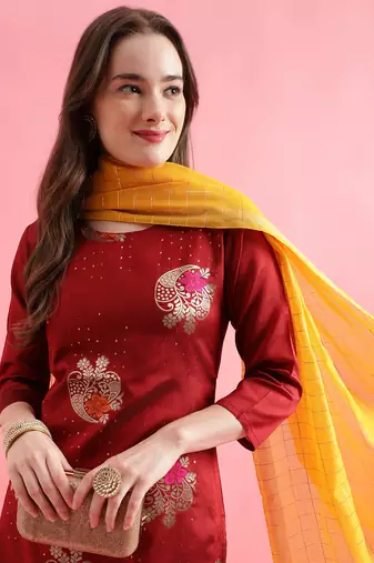  women cotton blend, cotton silk kurta pant set